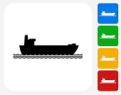 Freight Ship Icon Flat Graphic Design