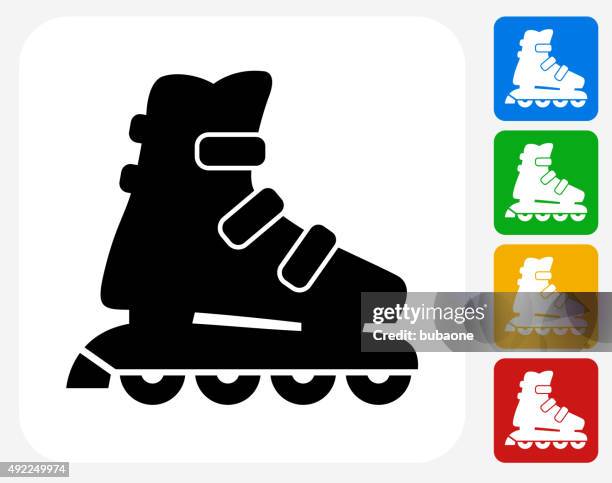 bildbanksillustrationer, clip art samt tecknat material och ikoner med roller skates icon flat graphic design - inlineskridsko