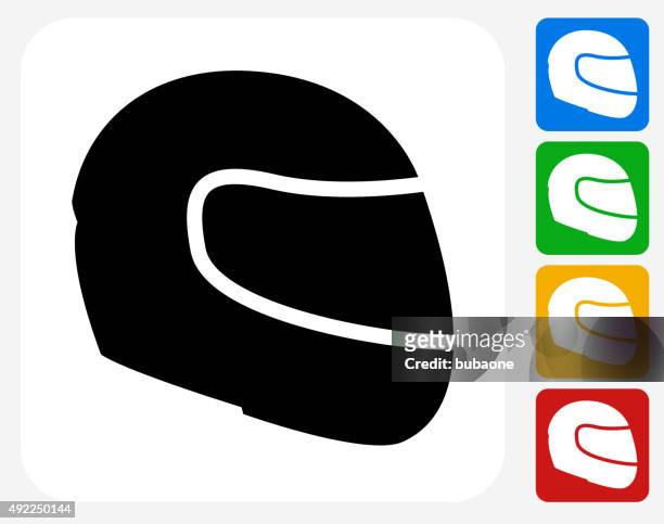 ilustraciones, imágenes clip art, dibujos animados e iconos de stock de motorcycle casco de iconos planos de diseño gráfico - motorcycle helmet isolated