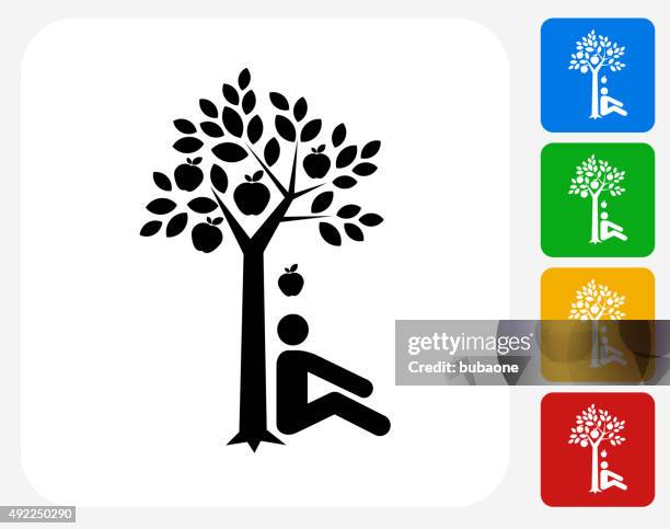 entdecken sie der schwerkraft symbol flache grafik design - isaac newton apple stock-grafiken, -clipart, -cartoons und -symbole