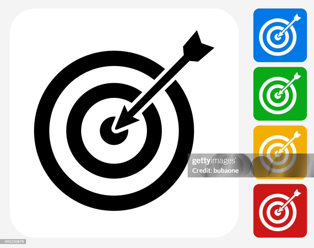 Target and Arrow Icon Flat Graphic Design