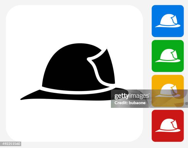 firefighter helmet icon flat graphic design - construction hat isolated stock illustrations