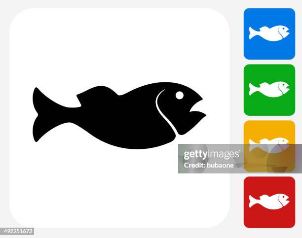 fish icon flat graphic design - fish cod stock illustrations