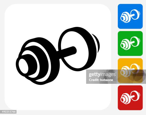 schwere hantel symbol flache grafik design - dumbells stock-grafiken, -clipart, -cartoons und -symbole