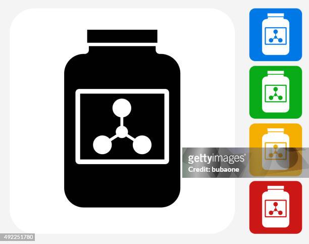 protein pulver-symbol flache grafik design - protein powder stock-grafiken, -clipart, -cartoons und -symbole