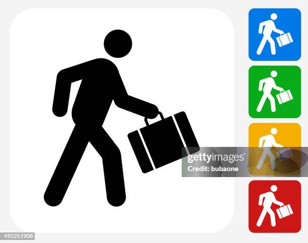 passagier-symbol flache grafik design - koffer mann stock-grafiken, -clipart, -cartoons und -symbole