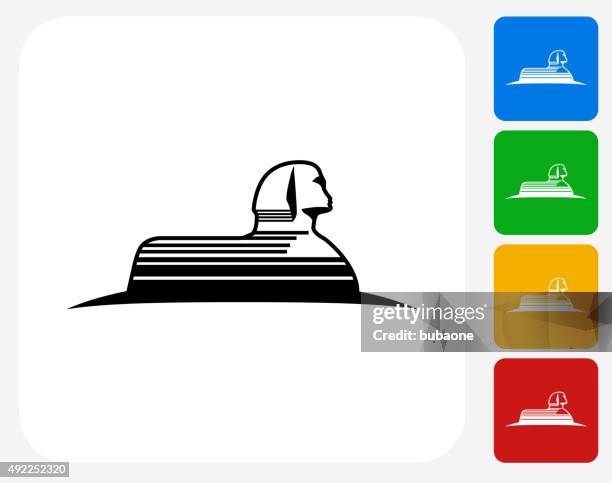 statue of giza icon flat graphic design - the sphinx stock illustrations