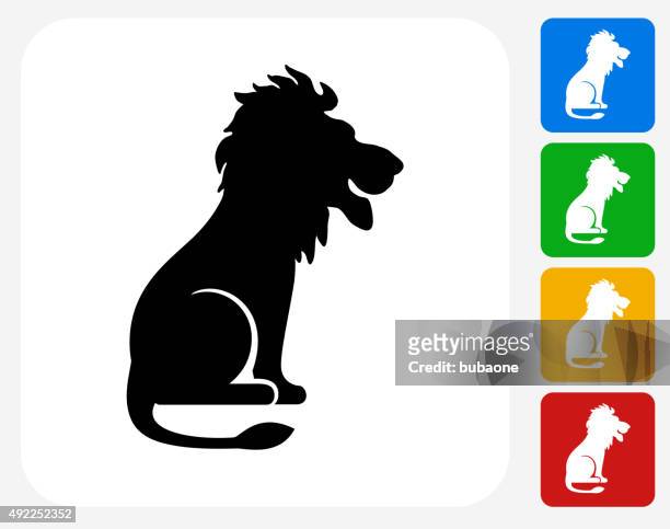 ilustraciones, imágenes clip art, dibujos animados e iconos de stock de lion iconos planos de diseño gráfico - savannah