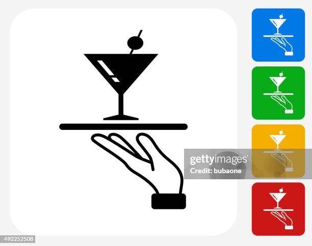 martini glass icon flat graphic design - bartender stock illustrations