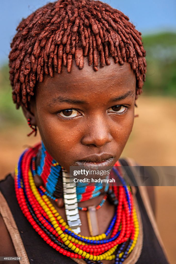 Portrait of woman from Hamer tribe, Ethiopia, Africa