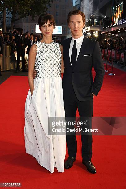 Sophie Hunter and Benedict Cumberbatch attend the Virgin Atlantic gala screening of "Black Mass" during the BFI London Film Festival at Odeon...