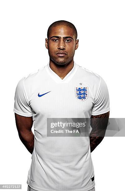 Glen Johnson of England poses for a portrait during an England Football Squad Portrait session ahead of the 2014 World Cup in Brazil.