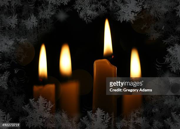 christmas candles on black with snowflakes - hatboro fotografías e imágenes de stock