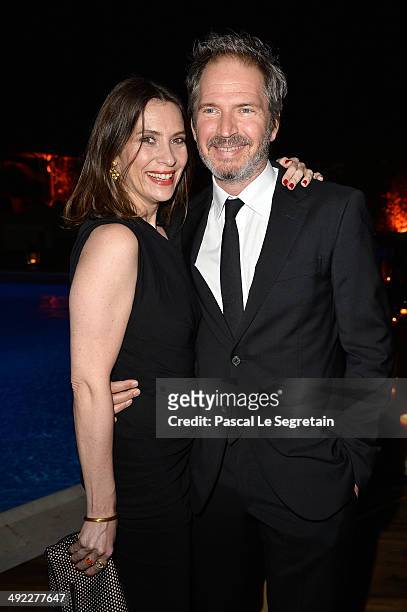 Geraldine Pailhas and Christopher Thompson attend the Dior & ELLE Magazine Dinner at the 67th Annual Cannes Film Festival at Albane by Costes, JW...