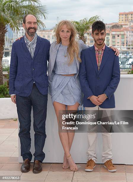 Ingrid Garcia Jonsson, Jaime Rosales and Carlos Rodriguez attend the "Beautiful Youth" photocall at the 67th Annual Cannes Film Festival on May 19,...