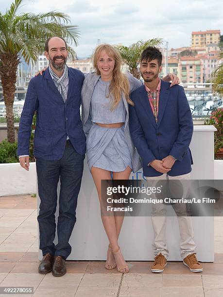 Ingrid Garcia Jonsson, Jaime Rosales and Carlos Rodriguez attend the "Beautiful Youth" photocall at the 67th Annual Cannes Film Festival on May 19,...