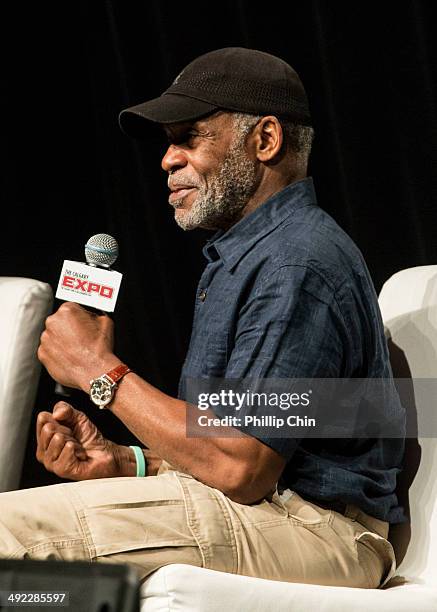 Actor Danny Glover discusses his career in the "Spotlight on Danny Glover" panel discussion at the Expo Pavilion during the Calgary Comic and...