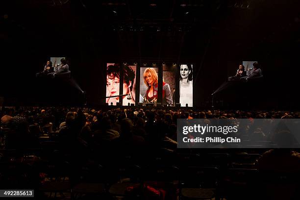 Actress Sigourney Weaver and host Derek Maki discusses Sigourney's career in the "Spotlight on Sigourney Weaver" panel discussion at the Stampede...