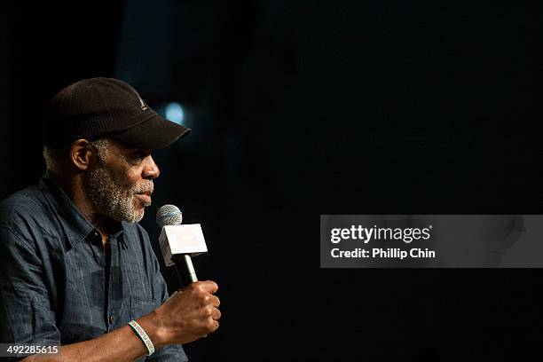 Actor Danny Glover discusses his career in the "Spotlight on Danny Glover" panel discussion at the Expo Pavilion during the Calgary Comic and...