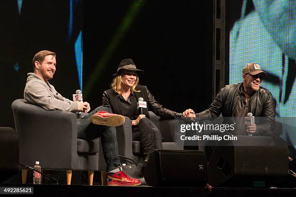 Host Daniel Casey, actors Laurie Holden and Michael Rooker talk about "The Walking Dead" in the "Waking the Dead" panel discussion at the Expo...