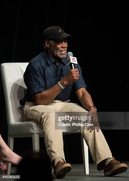 Actor Danny Glover discusses his career in the "Spotlight on Danny Glover" panel discussion at the Expo Pavilion during the Calgary Comic and...