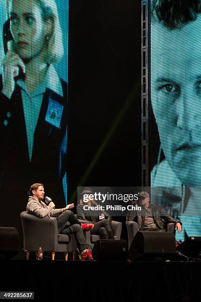 Host Daniel Casey, actors Laurie Holden and Michael Rooker talk about "The Walking Dead" in the "Waking the Dead" panel discussion at the Expo...