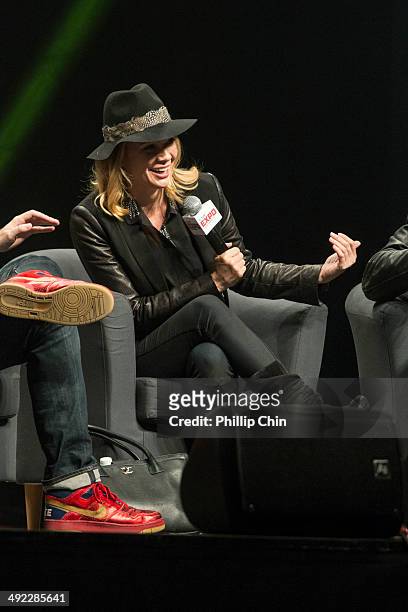 Actress Laurie Holden talks about her experience on "The Walking Dead" in the "Waking the Dead" panel discussion at the Expo Pavilion during the...