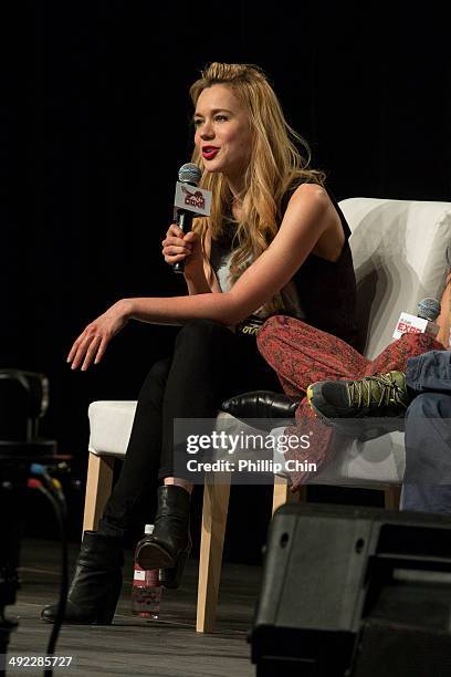 Actress Kristen Hager talks about her experiences on her show "Being Human" in the "Spotlight on Being Human" panel discussion at the Expo Pavilion...