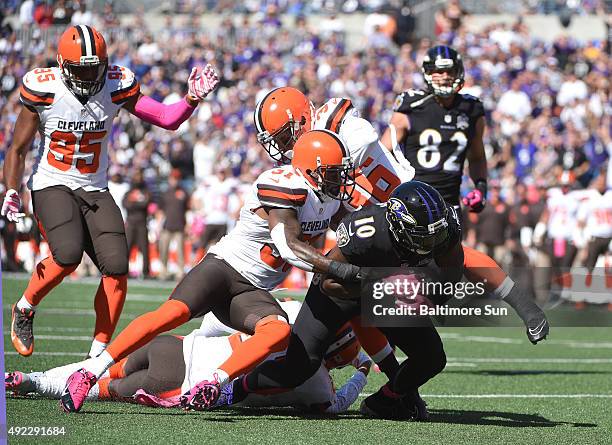 Baltimore Ravens wide receiver Jeremy Ross catches a first-down pass during the first quarter on Sunday, Oct. 11 at M&T Bank Stadium in Baltimore.