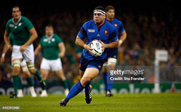 Guilhem Guirado of France in action during the 2015 Rugby World Cup Pool D match between France and Ireland at Millennium Stadium on October 11, 2015...