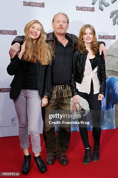 Lilith Becker, Ben Becker and guest attend the 'Hotel Transsilvanien 2' German Premiere on October 11, 2015 in Berlin, Germany.