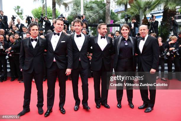 Mark Ruffalo, Channing Tatum, director Bennett Miller, Steve Carell, Megan Ellison and Jon Kilik attend the "Foxcatcher" premiere during the 67th...