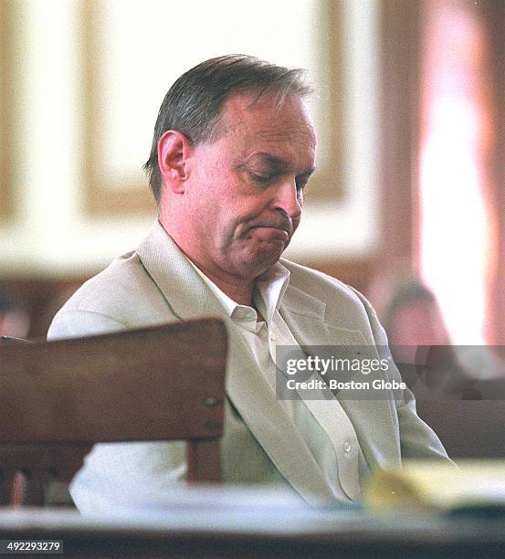 Dr. Dirk Greineder, of Wellesley, accused of murdering his wife, during arraignment at Norfolk Superior Court in Dedham, Mass. On March 1, 2000....