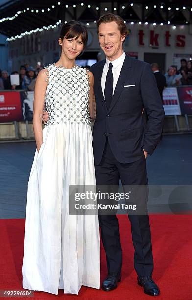 Sophie Hunter and Benedict Cumberbatch attend a screening of "Black Mass" during the BFI London Film Festival at Odeon Leicester Square on October...