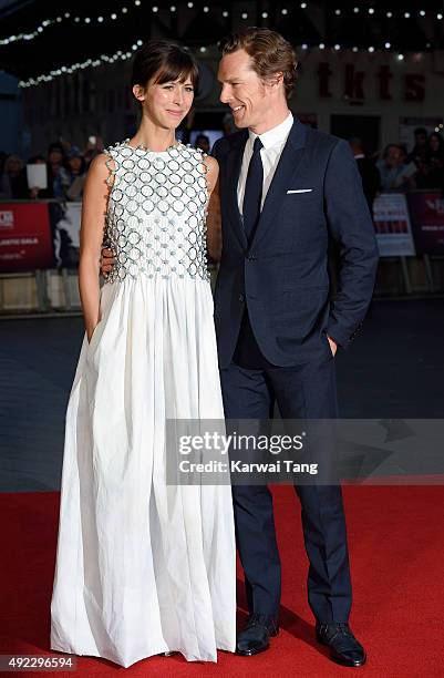 Sophie Hunter and Benedict Cumberbatch attend a screening of "Black Mass" during the BFI London Film Festival at Odeon Leicester Square on October...