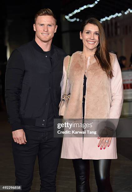 Chris Ashton and Melissa Ashton attend a screening of "Black Mass" during the BFI London Film Festival at Odeon Leicester Square on October 11, 2015...