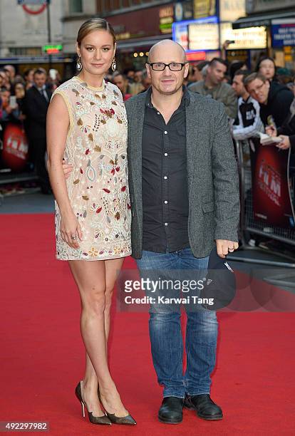 Brie Larson and Lenny Abrahamson attend a screening of 'Room' during the BFI London Film Festival at Vue Leicester Square on October 11, 2015 in...