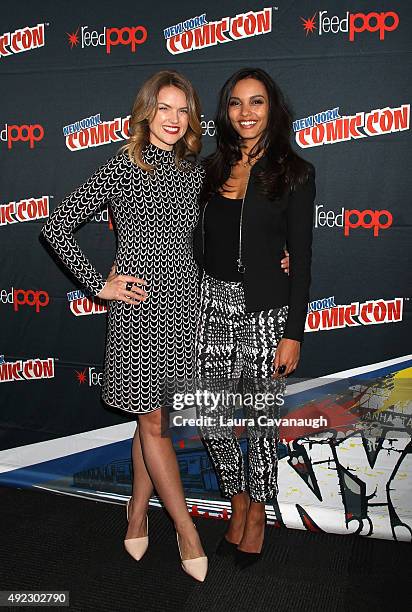 Erin Richards and Jessica Lucas of "Gotham" attend New York Comic Con 2015 - Day 4 at The Jacob K. Javits Convention Center on October 11, 2015 in...