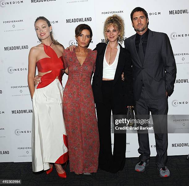 Olivia Wilde, Reed Morano, Juno Temple and Luke Wilson attend the "Meadowland" New York premiere at Sunshine Landmark on October 11, 2015 in New York...