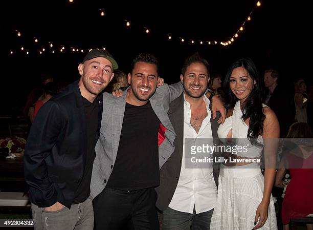 Rob Gough, Josh Altman, Matt Altman, and Johanna Sicat attend Victorino Noval birthday celebration at The Vineyard Beverly Hills on October 10, 2015...