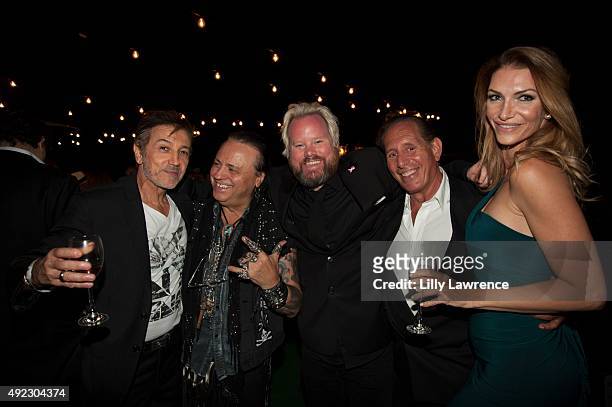 Bob Marco Derhy, Sean Clarke and Mark Valinsky attend his birthday celebration at The Vineyard Beverly Hills on October 10, 2015 in Beverly Hills,...