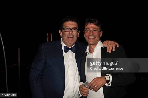 Victorino Noval and Singer Dario at Victorino Noval's birthday celebration at The Vineyard Beverly Hills on October 10, 2015 in Beverly Hills,...