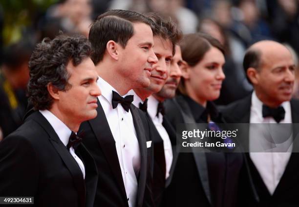 Mark Ruffalo, Channing Tatum, director Bennett Miller, Steve Carell, Megan Ellison and Jon Kilik attend the "Foxcatcher" premiere during the 67th...
