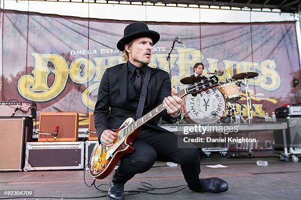 Musician Nalle Colt performs on stage with Vintage Trouble at Doheny State Beach on May 18, 2014 in Dana Point, California.