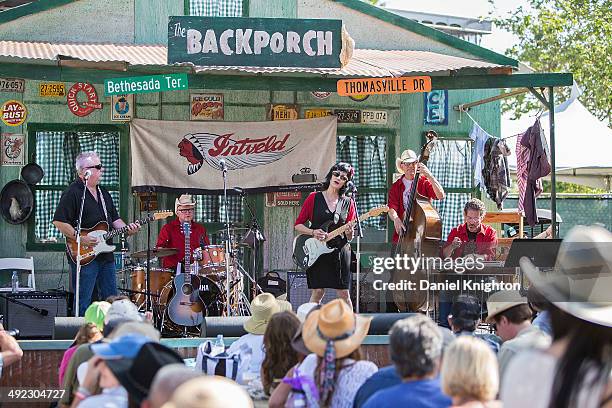 Musician Rosie Flores performs on stage at Doheny State Beach on May 18, 2014 in Dana Point, California.