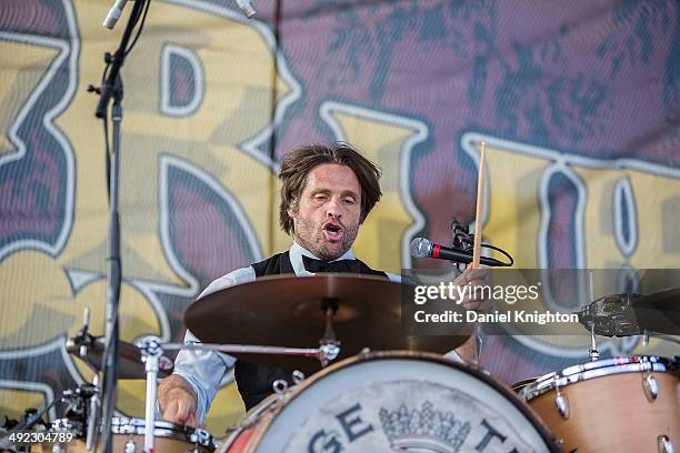 Musician Richard Danielson performs on stage with Vintage Trouble at Doheny State Beach on May 18, 2014 in Dana Point, California.