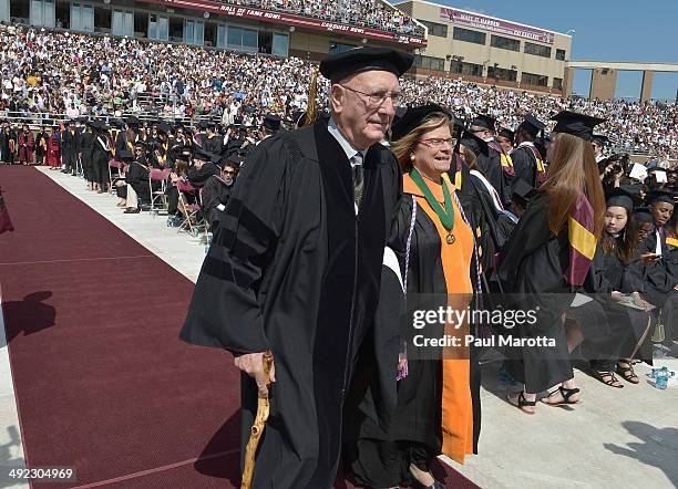 Former Boston Celtics player and basketball Hall of Famer Bob Cousy received an honory degree at Boston College's 138th Annual Commencement Exercises...