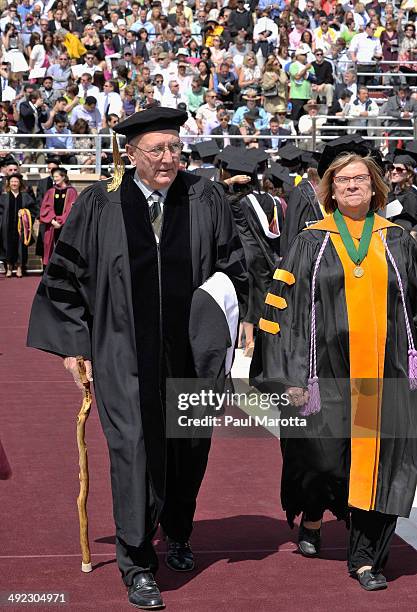 Former Boston Celtics player and basketball Hall of Famer Bob Cousy received an honory degree at Boston College's 138th Annual Commencement Exercises...
