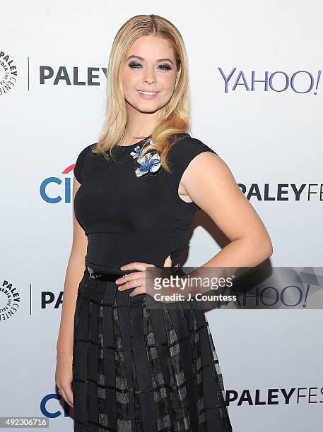 Actress Sasha Pieterse attends the "Pretty Little Liars" panal discussion during the PaleyFest New York 2015 at The Paley Center for Media on October...