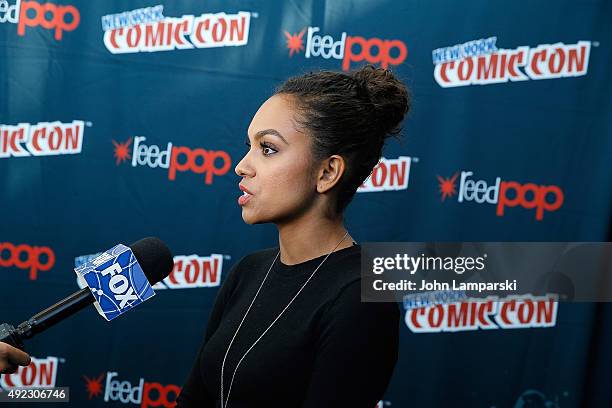 Lyndie Greenwood of the television series Sleepy Hollow attends New York Comic-Con 2015 day 4 at the Jacob K. Javits Convention Center on October 11,...